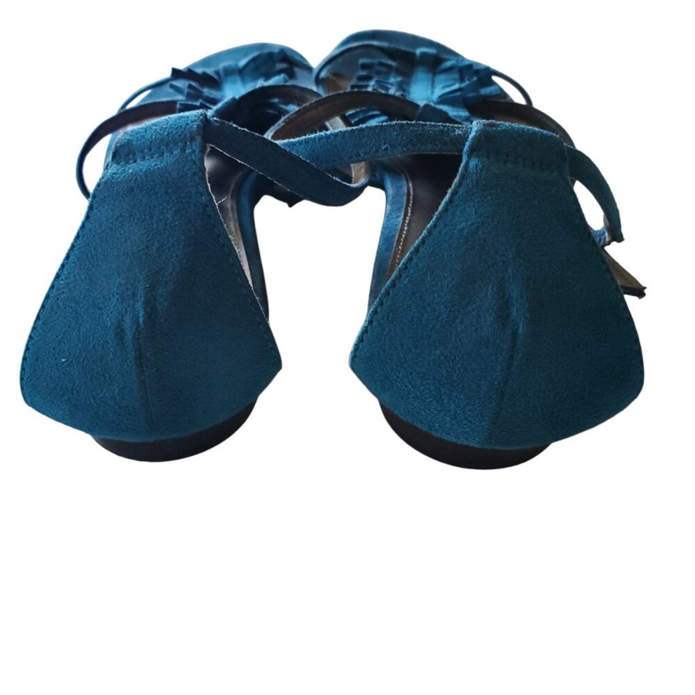 Fioni Turquoise Blue Fringed Sandals Size 9.5 - Picture 4 of 9